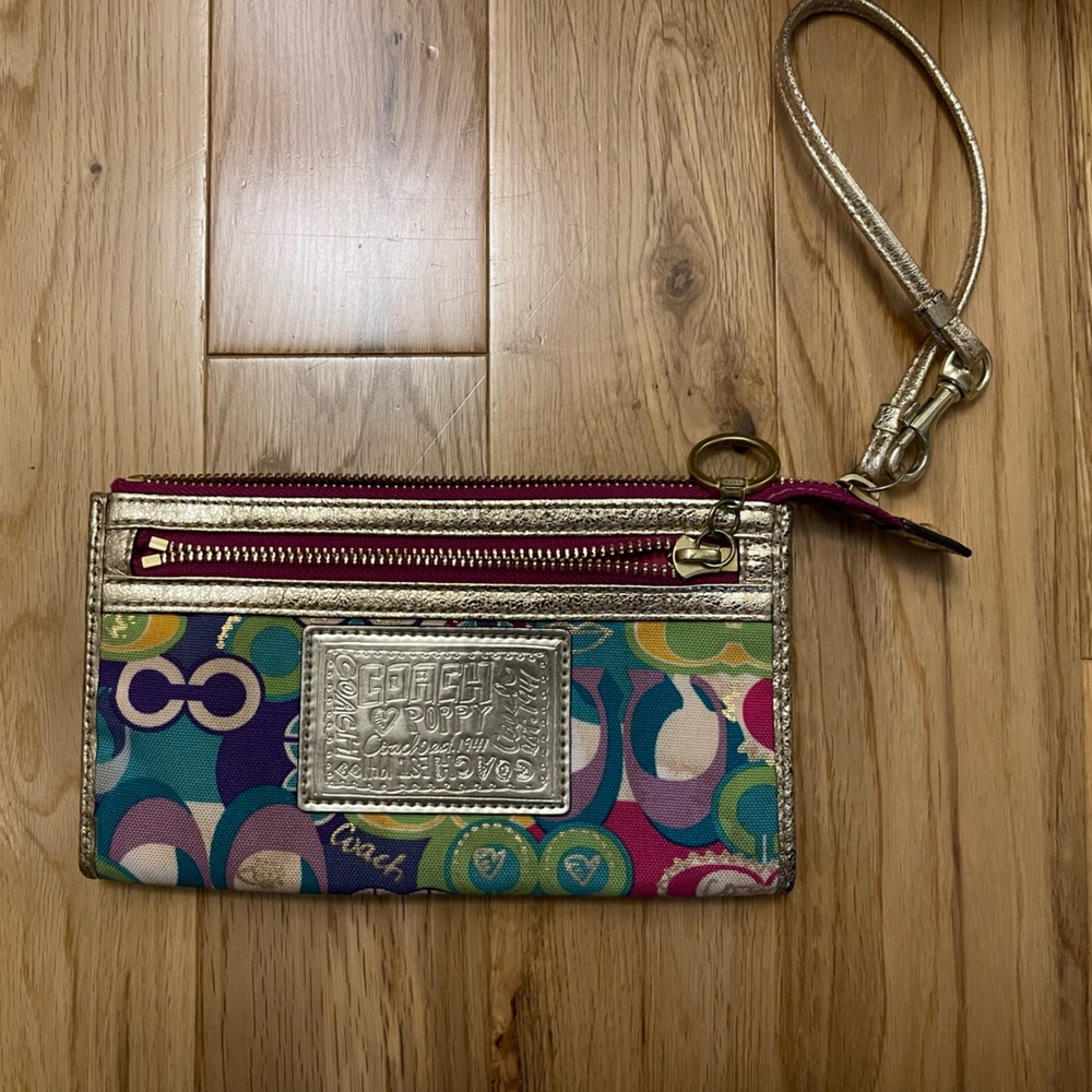 Coach Colorful Wristlet with Gold Details